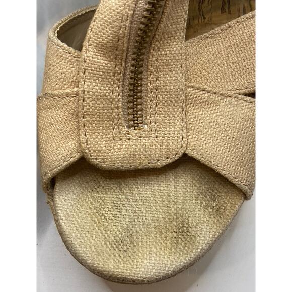 MERONA Women's Tan Alexa Strappy Peep-Toe Cork Wedge Sandals SZ 11 - Picture 3 of 11
